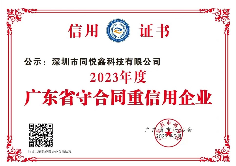公司荣获广东省市场协会关于 2023 年度第一批 “守合同重信用企业” 